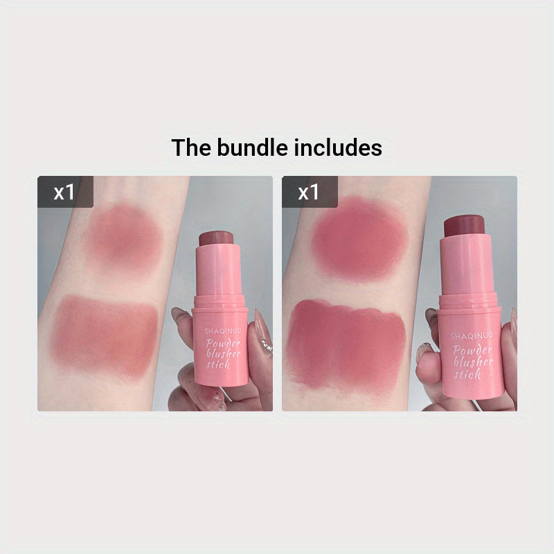 Ayollar uchun suvga chidamli matli blush stick, o'rtacha qamrov, pushti, barcha teri turlari uchun