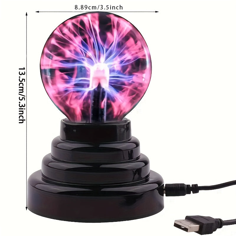 5-Inch RGB Plasma Ball Light Touch-Controlled Multi-Color Mood Lighting USB Powered Glass Lamp for Decor