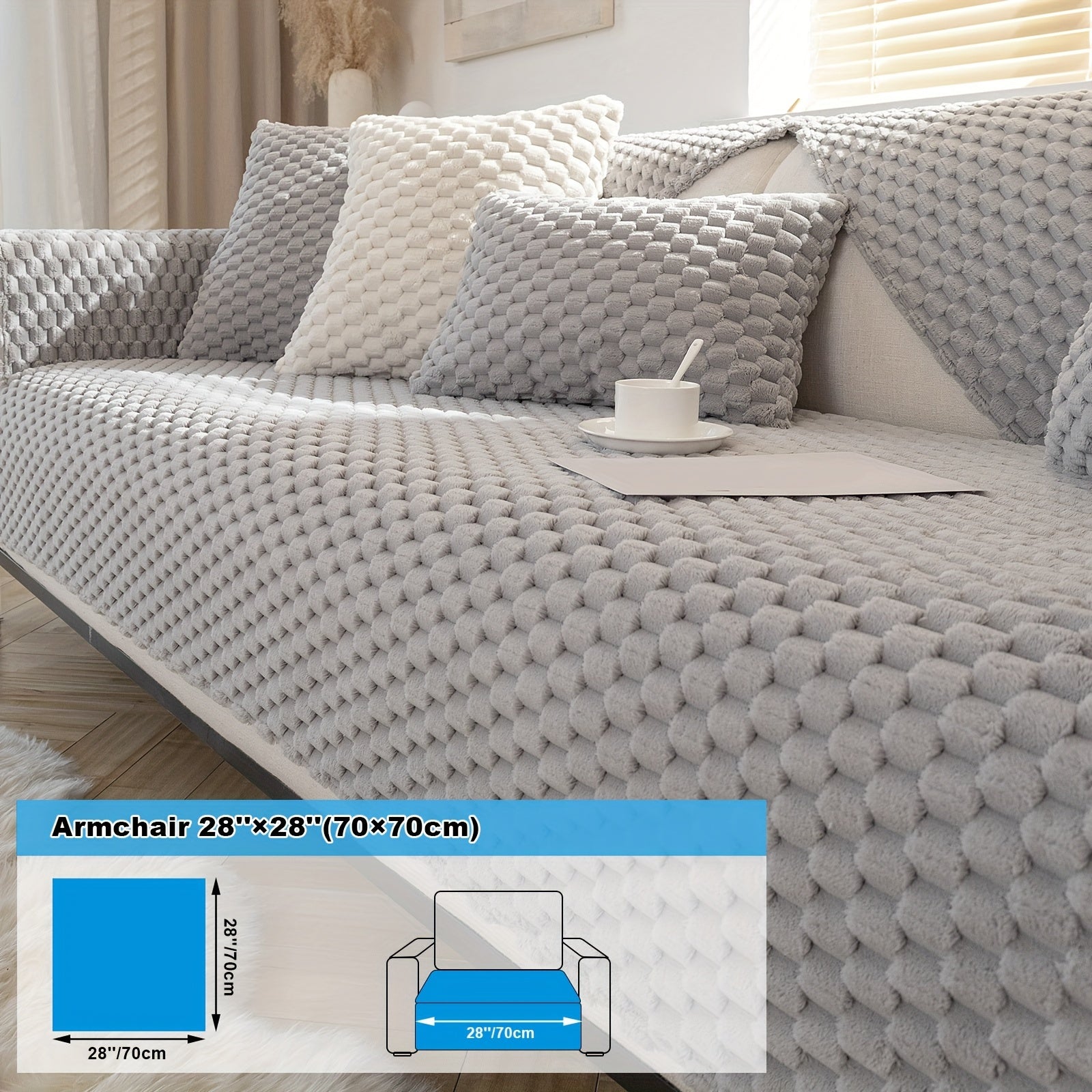 Velvet Sofa Cover Non-Slip Pet-Friendly Thick Furniture Slipcover for Armchairs and Sectionals