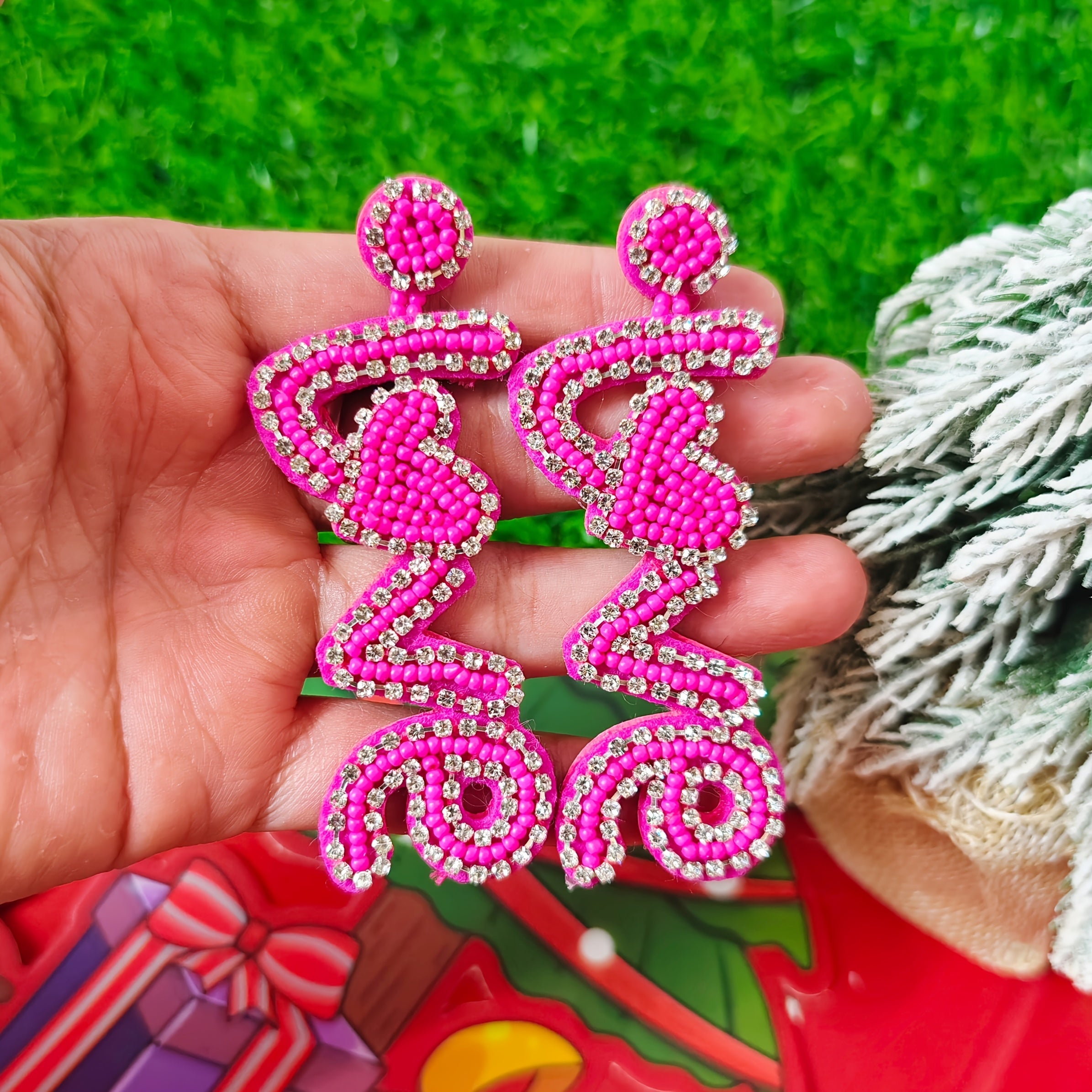 Pendientes de corazón con cuentas para mujer, estilo boho, rosa, blanco, acero inoxidable