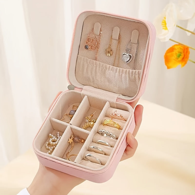 Pequeño organizador de viaje para joyas para anillos, pendientes y collares con compartimentos