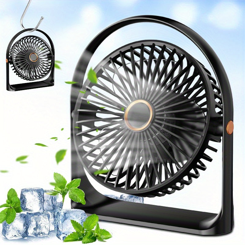 Portable LED Display Fan 6-Inch Transparent Blade USB Rechargeable Quiet Office Fan
