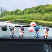 Resin Car Dashboard Decor 2pcs Balloon Holding Couple Figurines Interior Accessories