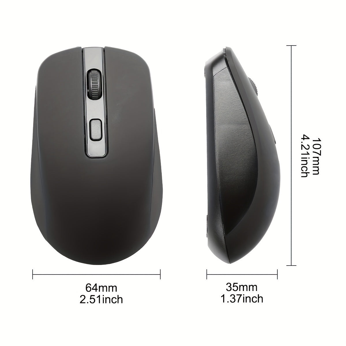 Wireless Optical Mouse with 4D Button Ambidextrous Plastic Design for Laptops and Desktops