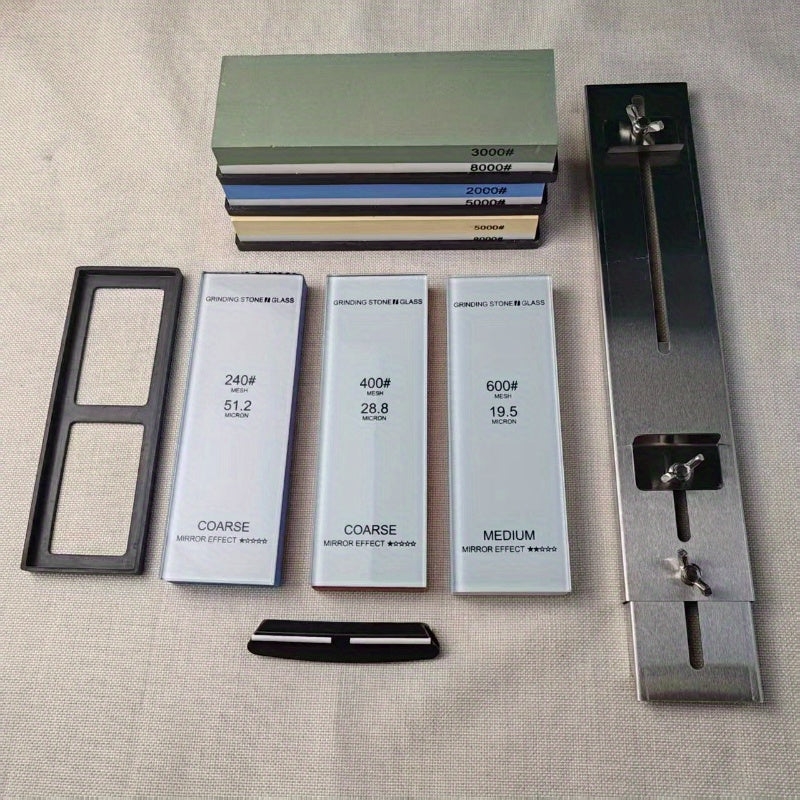 Oshxona uchun sozlanadigan ikki tomonlama shisha moy toshi, po'lat pichoq klipi bilan, 4 o'lcham