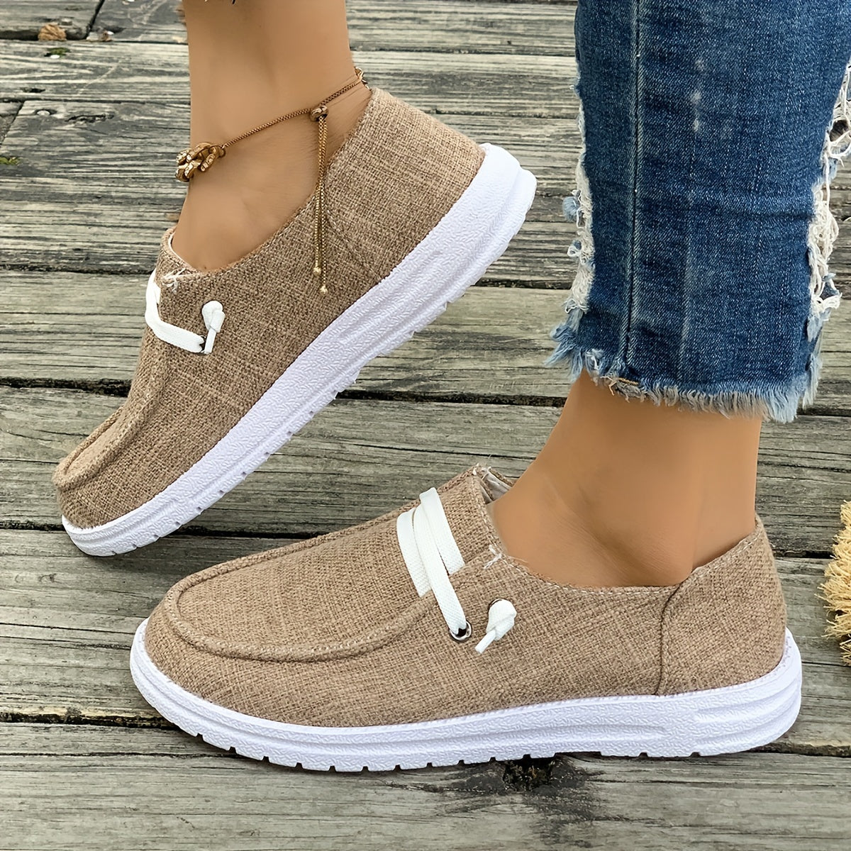 Women's Fabric Slip-On Shoes with TPU Sole and Fabric Insole All-Season Casual Footwear