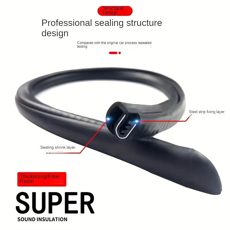 2-Pack Rubber Sealing Strips for Cars, Sound Insulation, Windproof, Dustproof