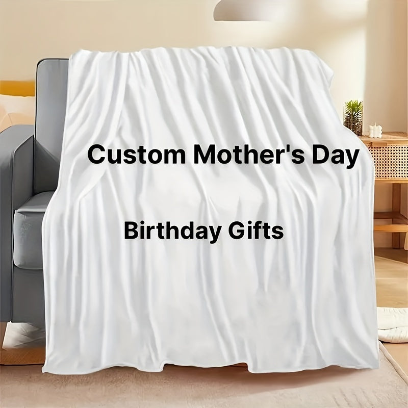 Custom Photo Throw Blanket with Contemporary Design, All-Season Polyester, Machine Washable