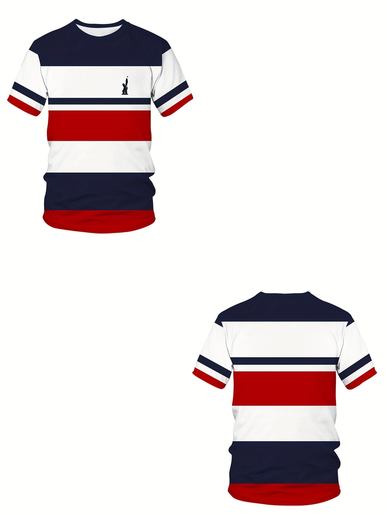 Men's Large Casual Sports T-Shirt Polyester Spandex Digital Stripe Print