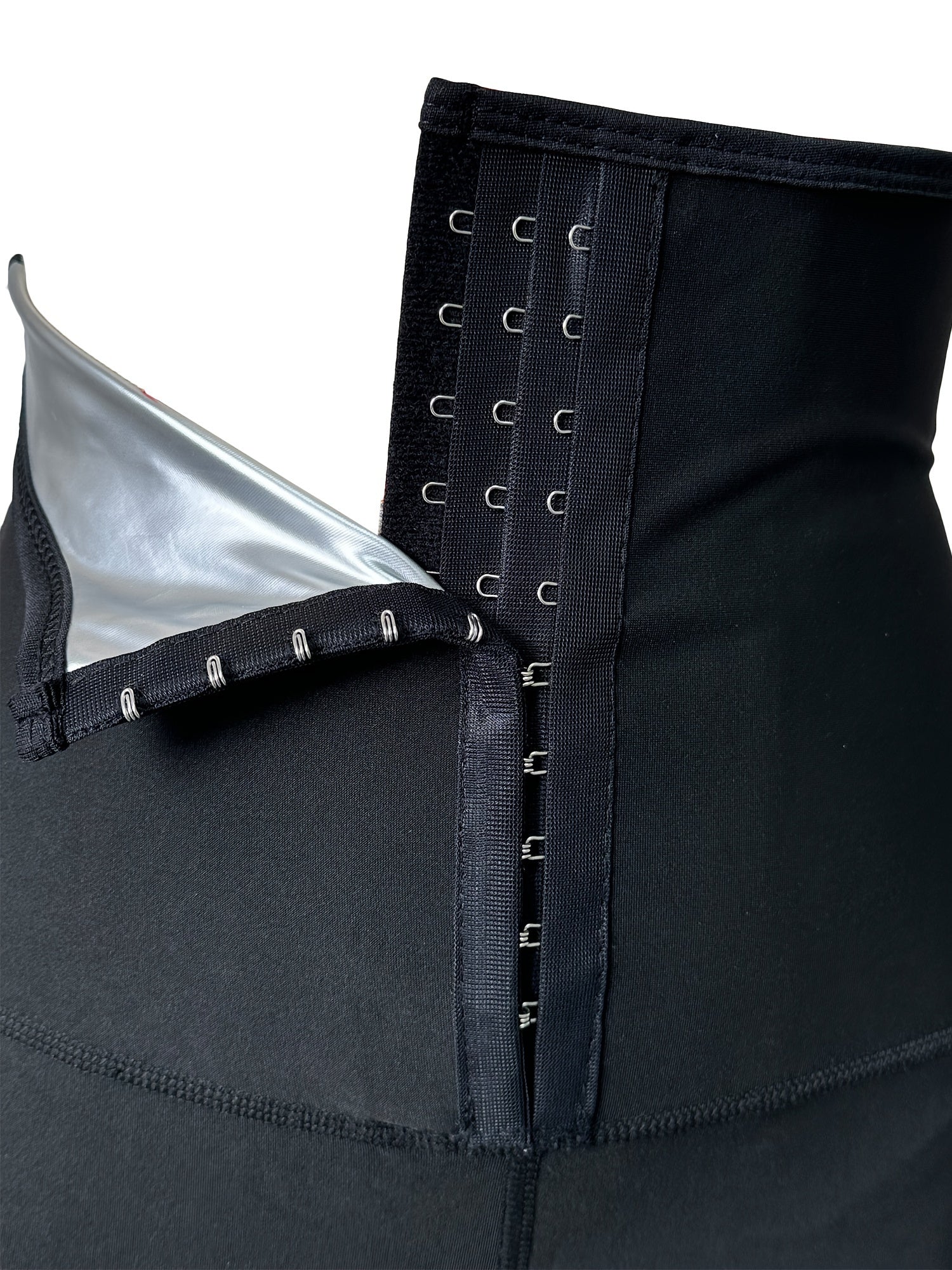 Women's High-Waisted Sauna Sweat Shorts Tummy Control Slimming Workout Leggings Black Polyester Elastane