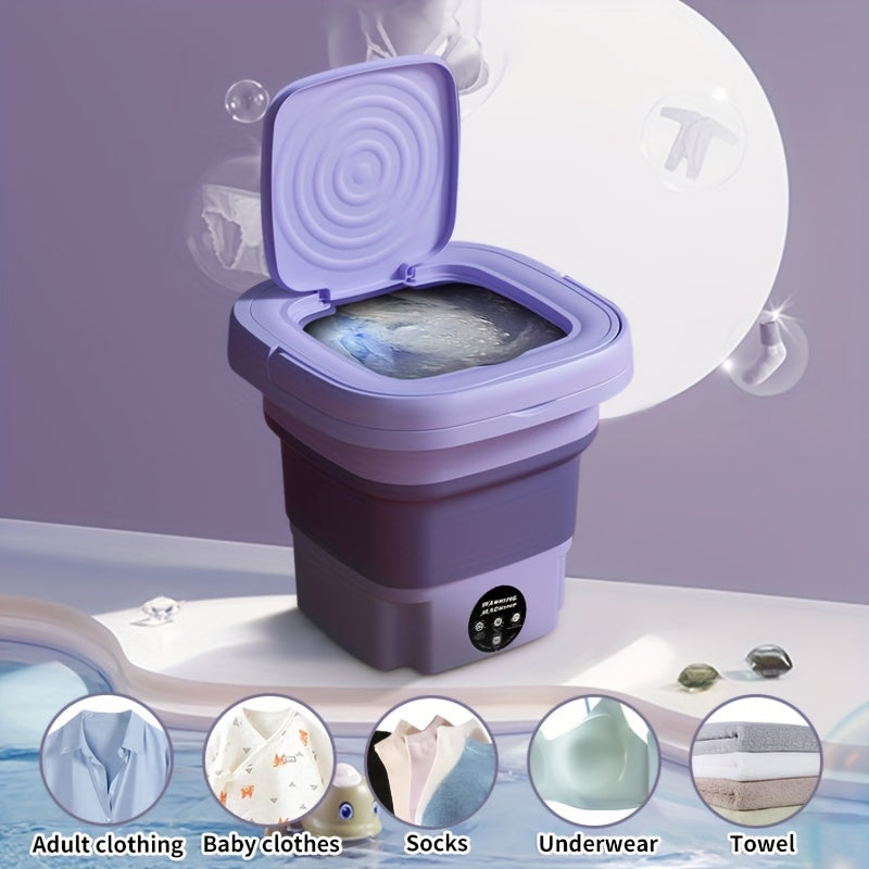 Portable Foldable Mini Washing Machine 220V Fully Automatic Touch Control for Home Travel Camping
