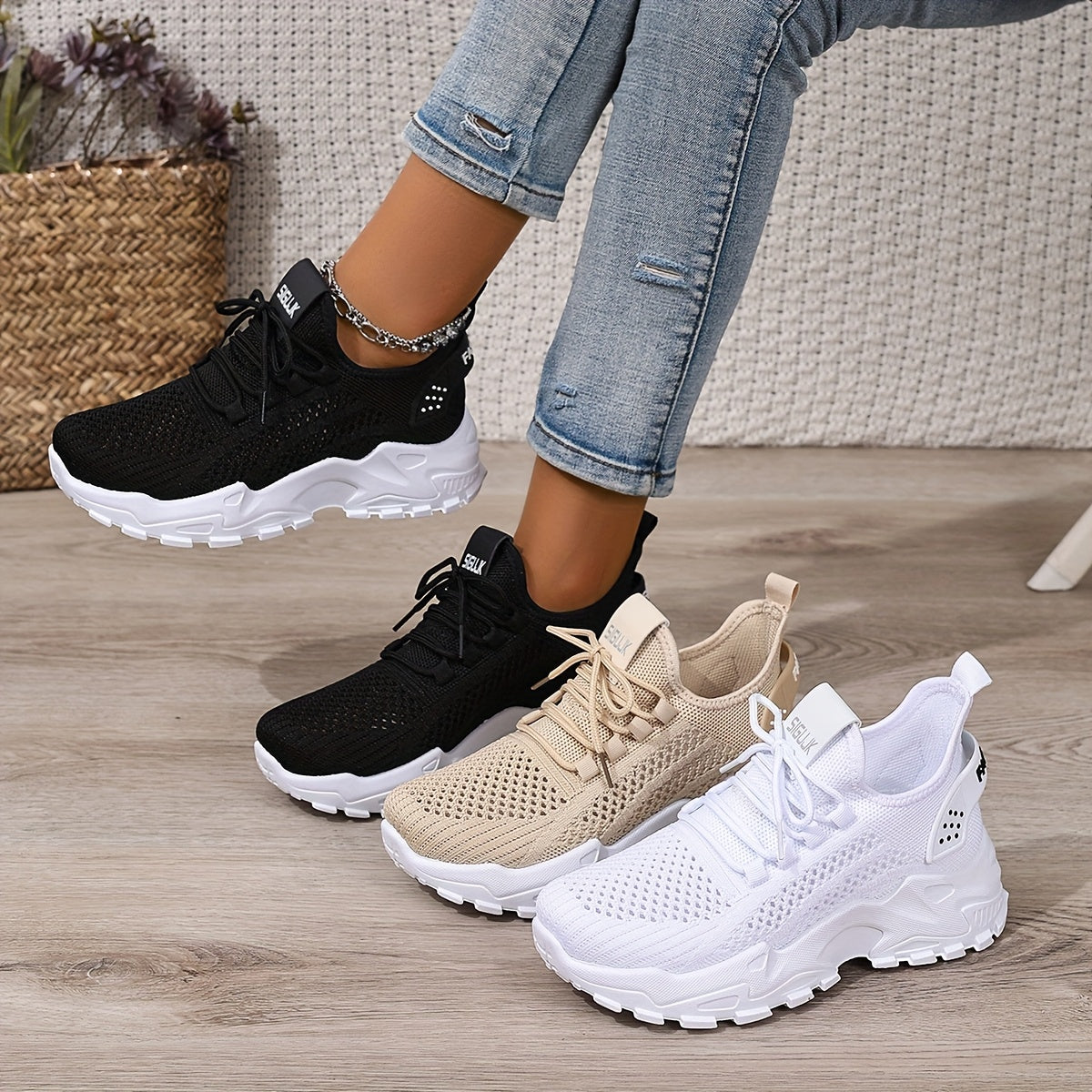 Women's White Breathable Slip-On Sneakers for Beach and Gym