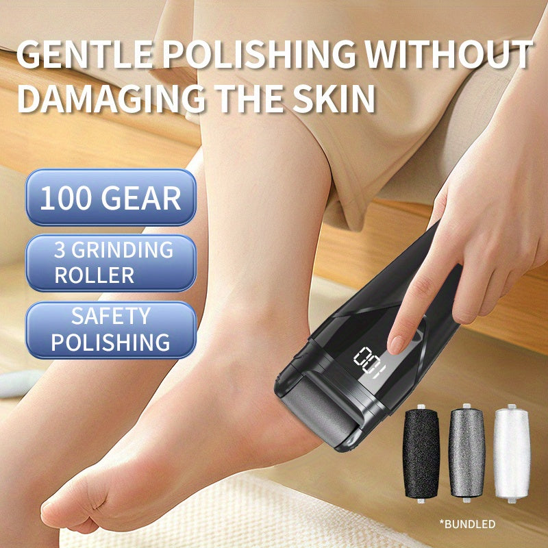 Portable Electric Foot Grinder Rechargeable Lithium Battery USB Charging Multiple Grinding Heads Built-in Light Adjustable Settings