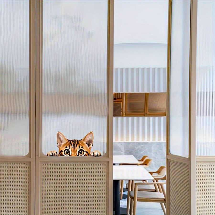 Cute Peeking Cat Window Sticker Removable Decor for Car, Door, Home