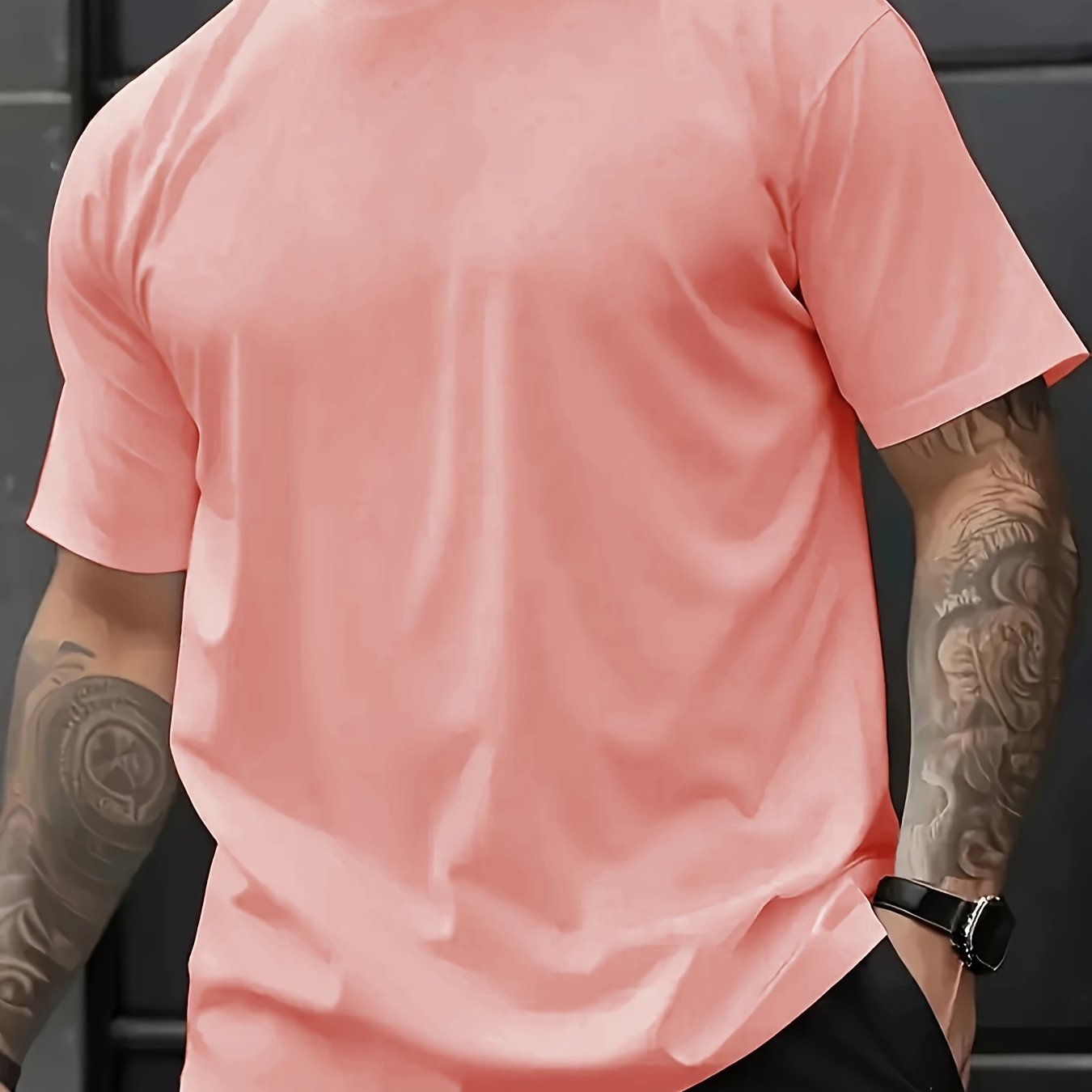Men's Casual T-Shirt Large Size Short Sleeve Polyester Breathable Comfortable