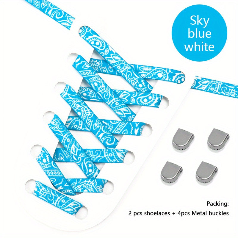 Unisex Elastic Cashew Flower Shoelaces 100cm for Sports and Casual Shoes