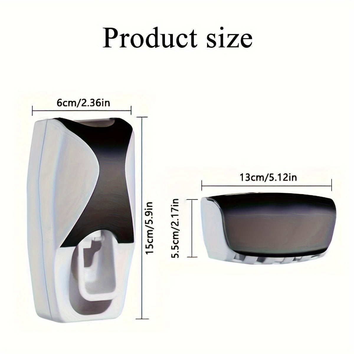 Black and White Wall-Mounted Toothbrush Holder and Toothpaste Dispenser Set No-Drill Battery-Free