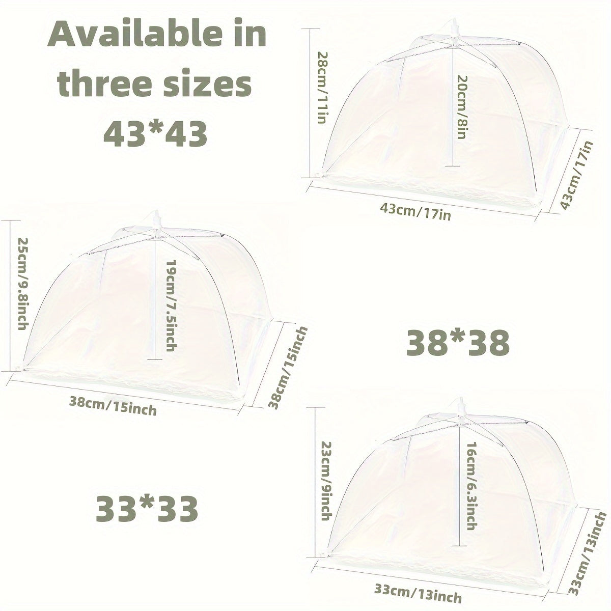 Food Covers Set 43.18 cm Mesh Tent Reusable Foldable for Outdoor Events