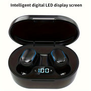 Auriculares inalámbricos intrauditivos deportivos con pantalla LED, carga USB-C, control de medios y micrófono de condensador