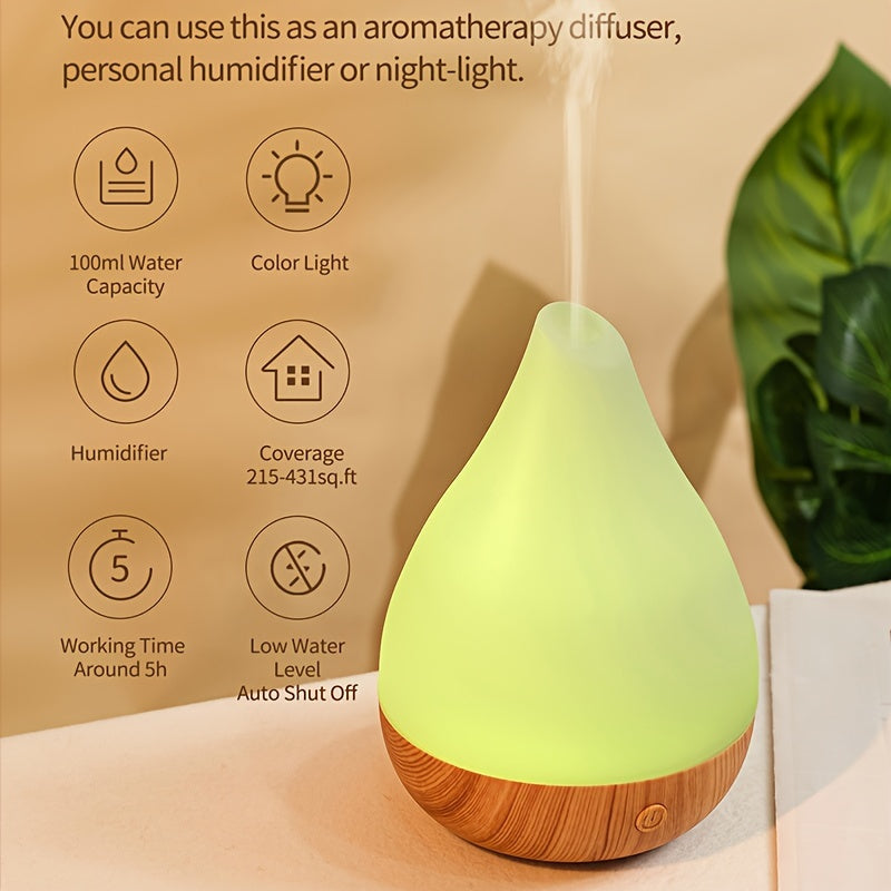 Wood Print Humidifier with Aromatherapy Diffuser for Home Office Travel Relaxation