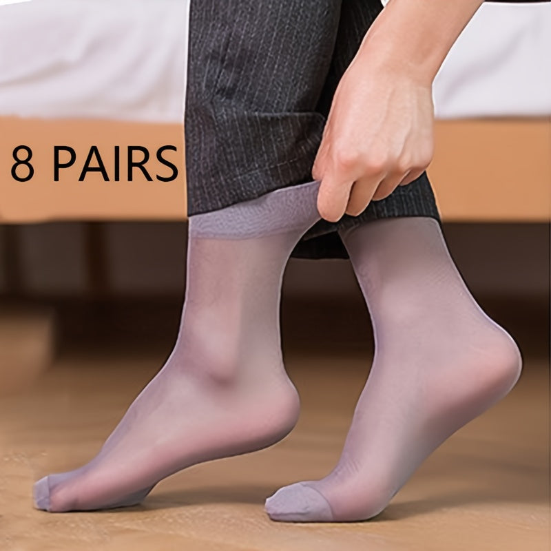 Set of 8 Men's Breathable Odor-Resistant Steel Fiber Summer Socks Mid-Tube Business