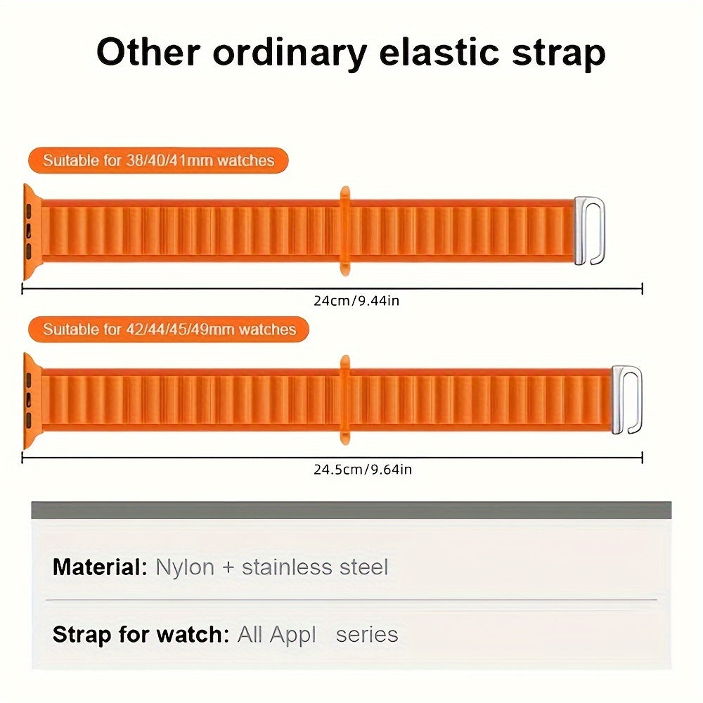 Alpine Loop Nylon Sport Watch Bands for Apple Watch 42mm-49mm Adjustable C-Hook Closure Orange Gray Black