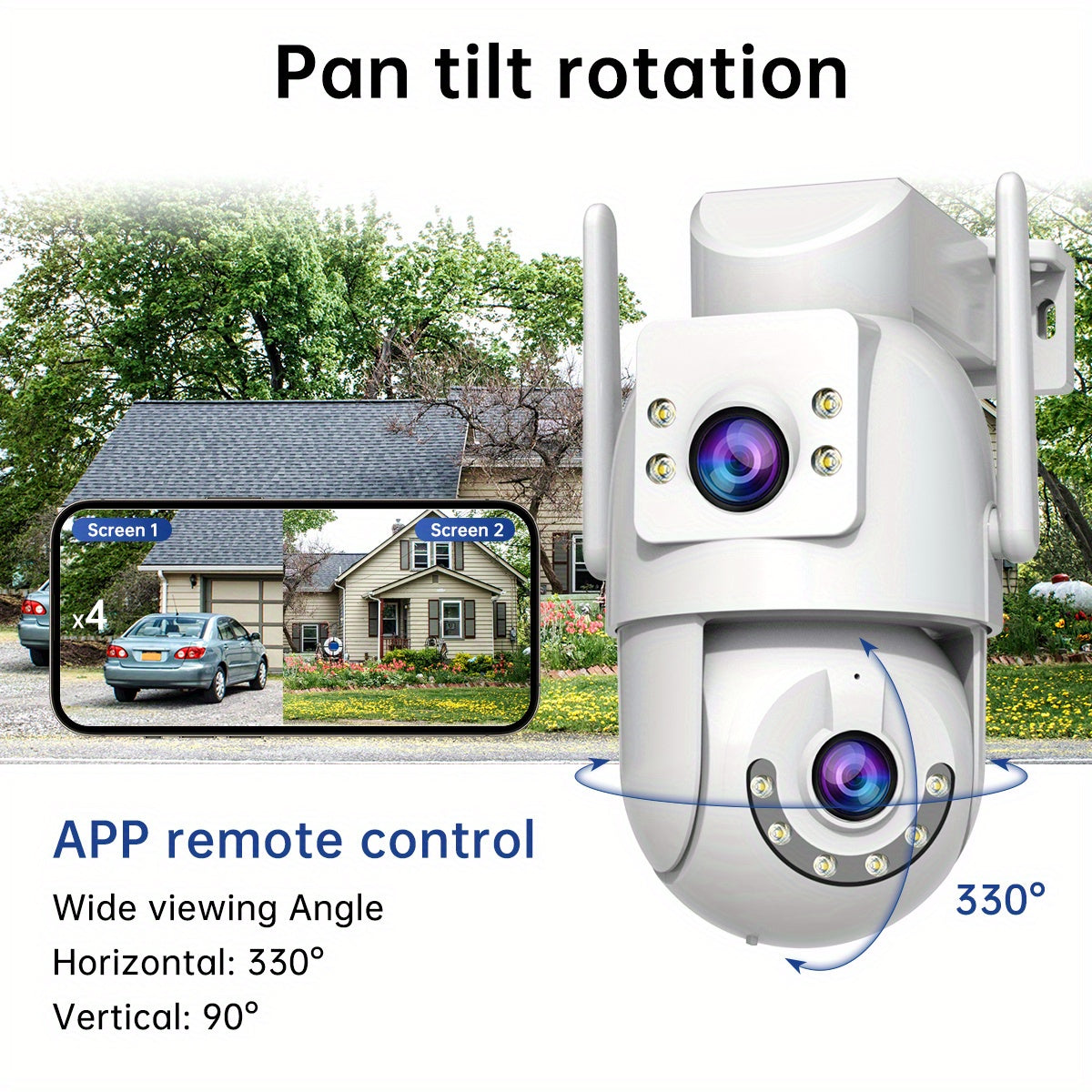 Indoor Dual Lens WiFi Security Camera with Pan Tilt 1080p Night Vision AI Detection