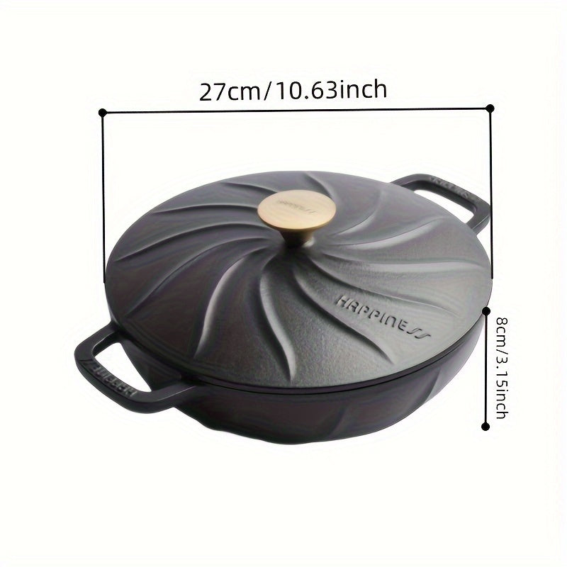27cm Cast Iron Stew Pot for Gas Oven Grill, Multi-Use Kitchen Cookware