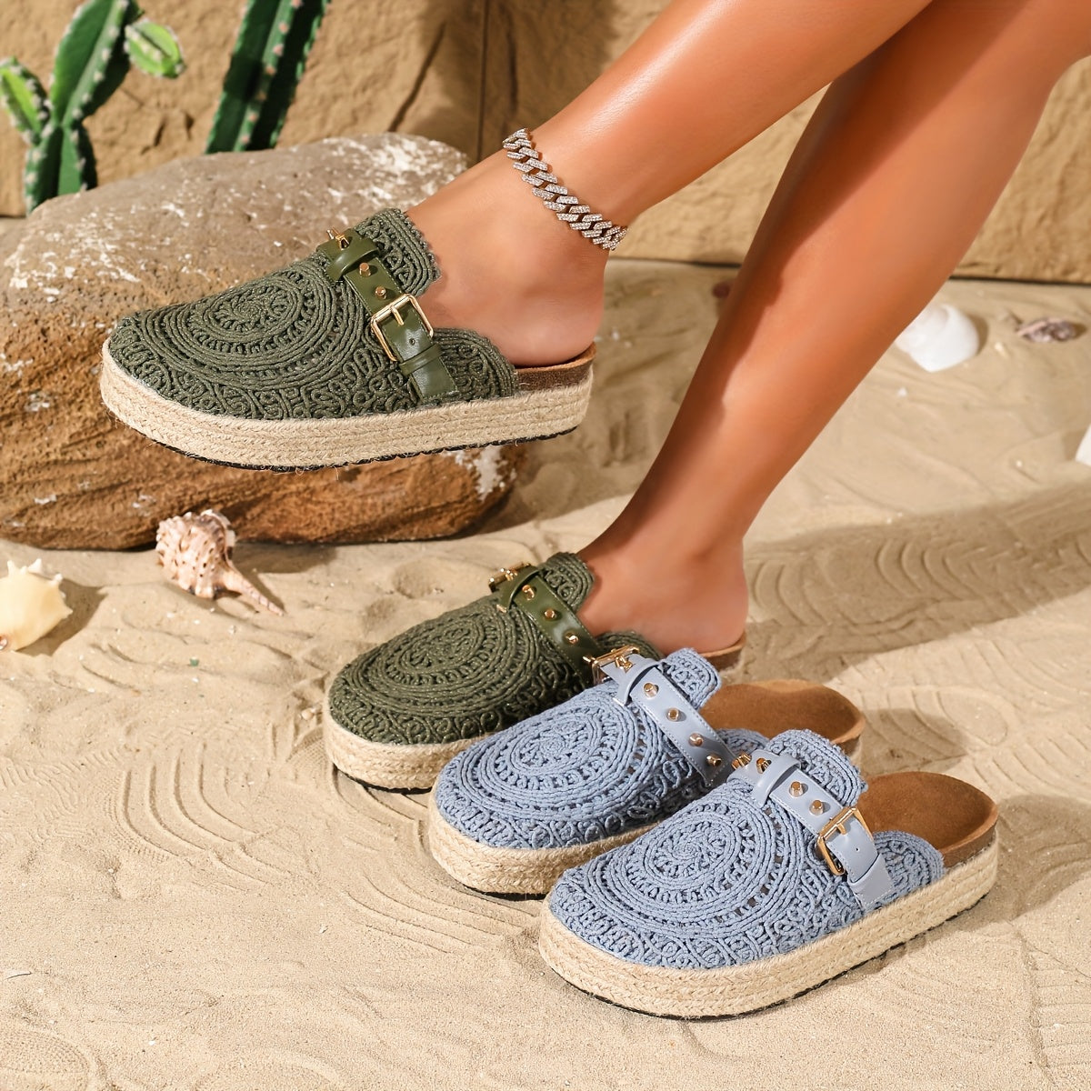 Women's Summer Slip-On Shoes with Geometric Cut-Out Embroidery Breathable Fabric