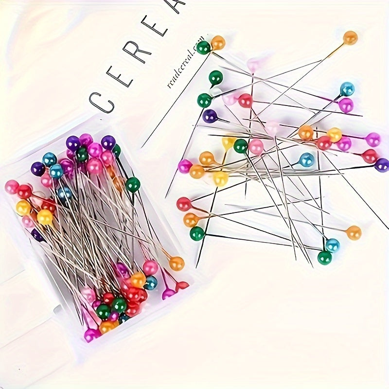 Set of 50 Multicolored Pearl Head Pins for Sewing and Crafts