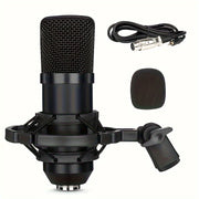 Black Condenser Microphone for Gaming Singing Karaoke Streaming with Volume Control