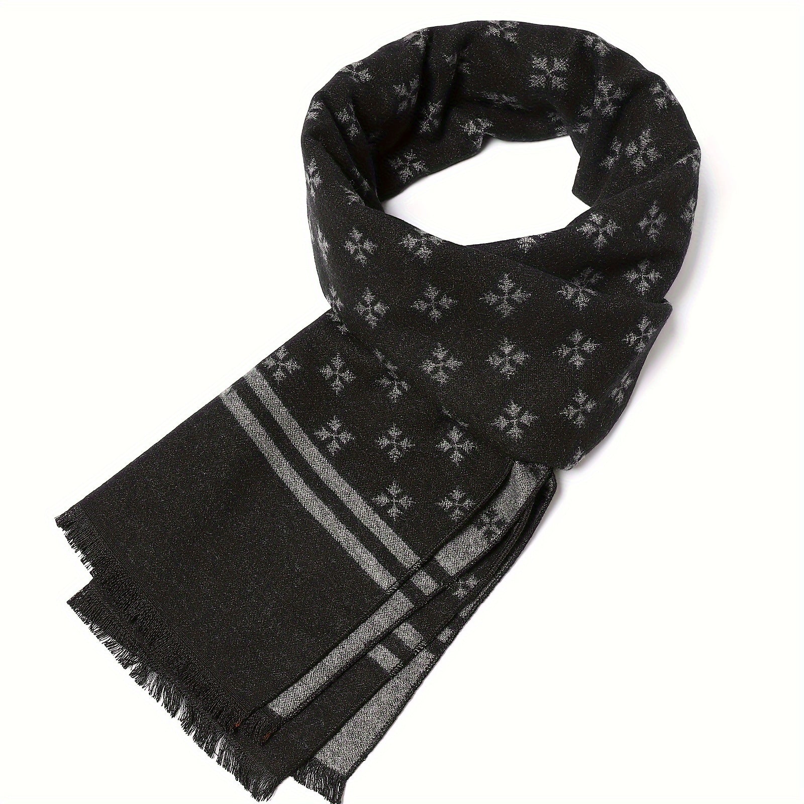Men's Thick Plaid Scarf 180x30cm Soft Imitation Cashmere Autumn Winter Gift