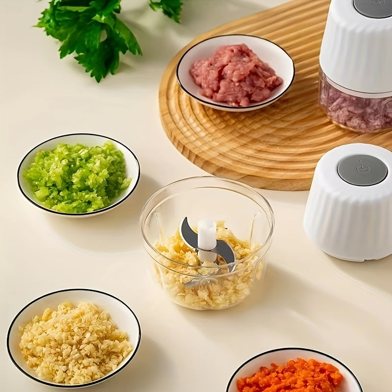 Mini Kitchen Garlic Press Chopper USB Rechargeable Electric Food Processor 3-in-1