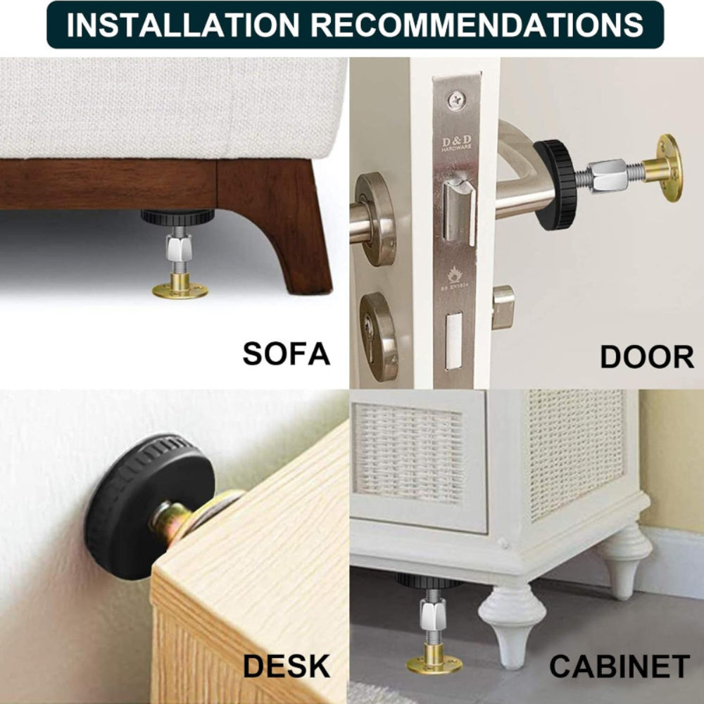 Two Adjustable Headboard Wall Stoppers for Iron Bed Frame Support and Wall Protection