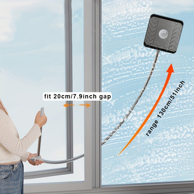 Telescopic Window Cleaner Squeegee Kit with L-Shape Attachment for Indoor Outdoor Glass Cleaning