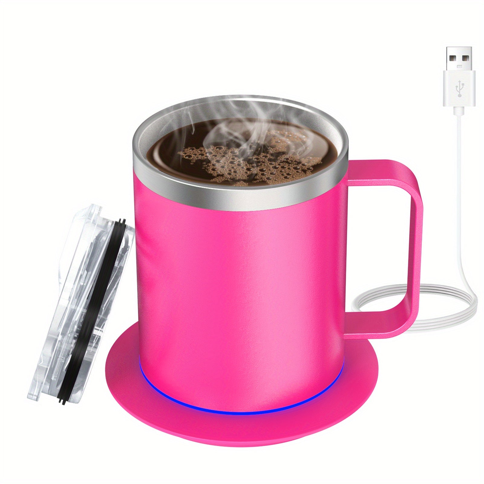 Electric Coffee Mug Warmer Set with Heating Base and Lid for Desk