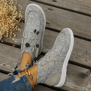 Women's Casual High-Top Sneakers Breathable Fabric Rubber Sole Beige All-Season