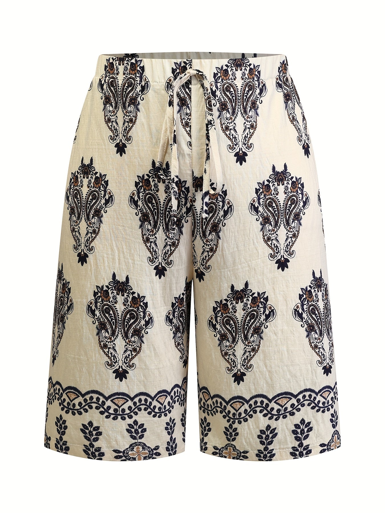 Бермуды для женщин больших размеров с принтом, повседневный стиль для отпуска, ткань без растяжения