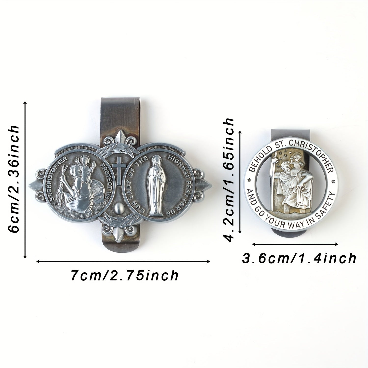Alloy Saint Christopher Traffic Guardian Hat Clip Set Religious Travel Protector Gift
