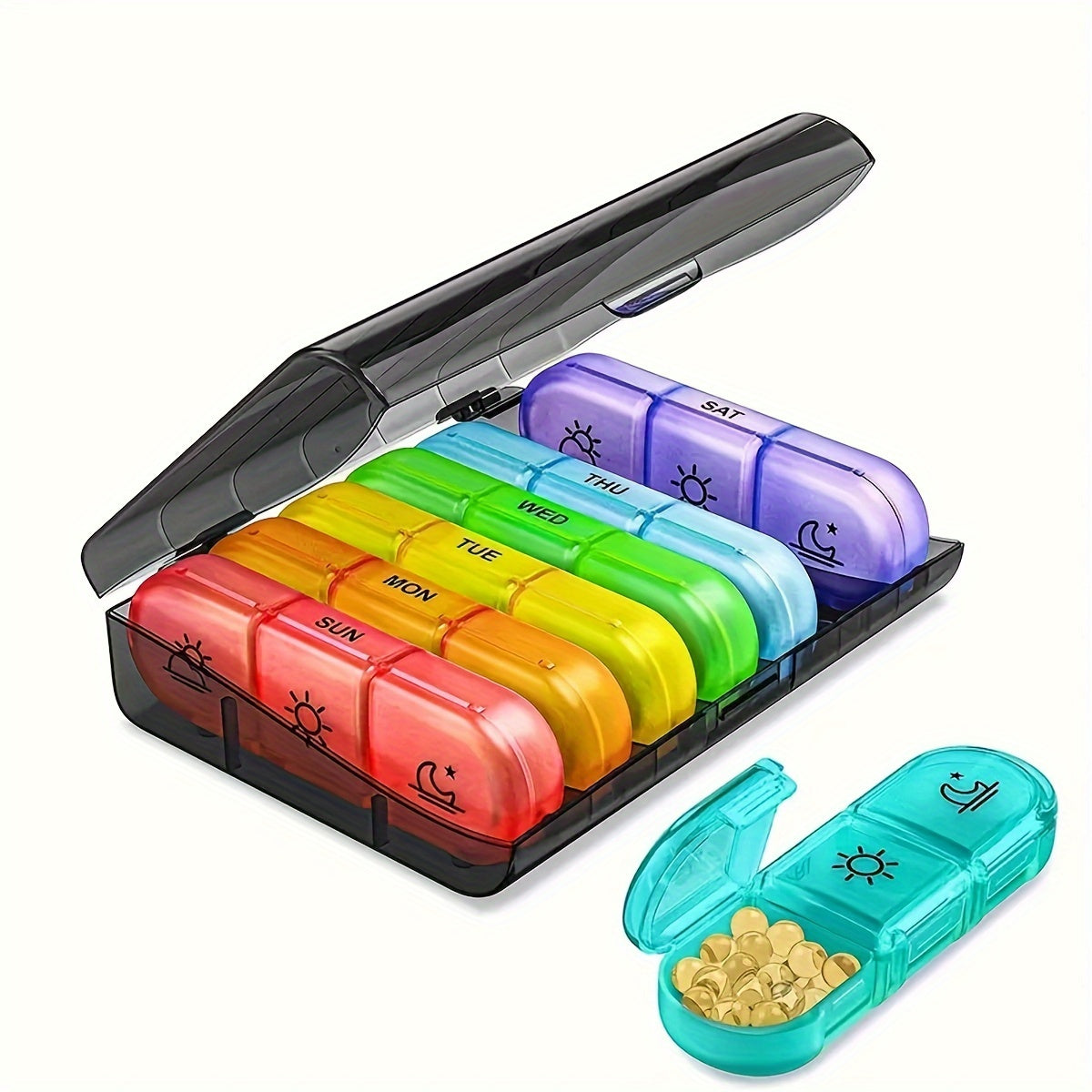 Weekly Pill Organizer 21-Compartment Plastic Medicine Case for Daily Use