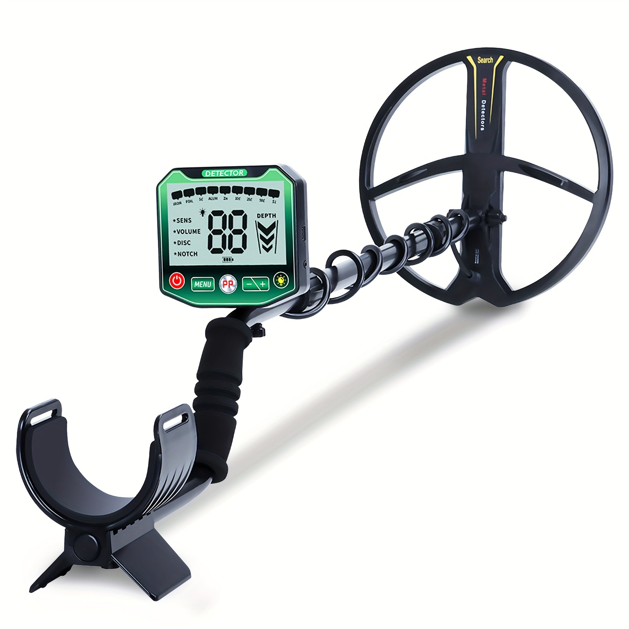 Detector de metales subterráneo con bobina de búsqueda de 27.94cm, pantalla LCD HD, modos ajustables para monedas y metales