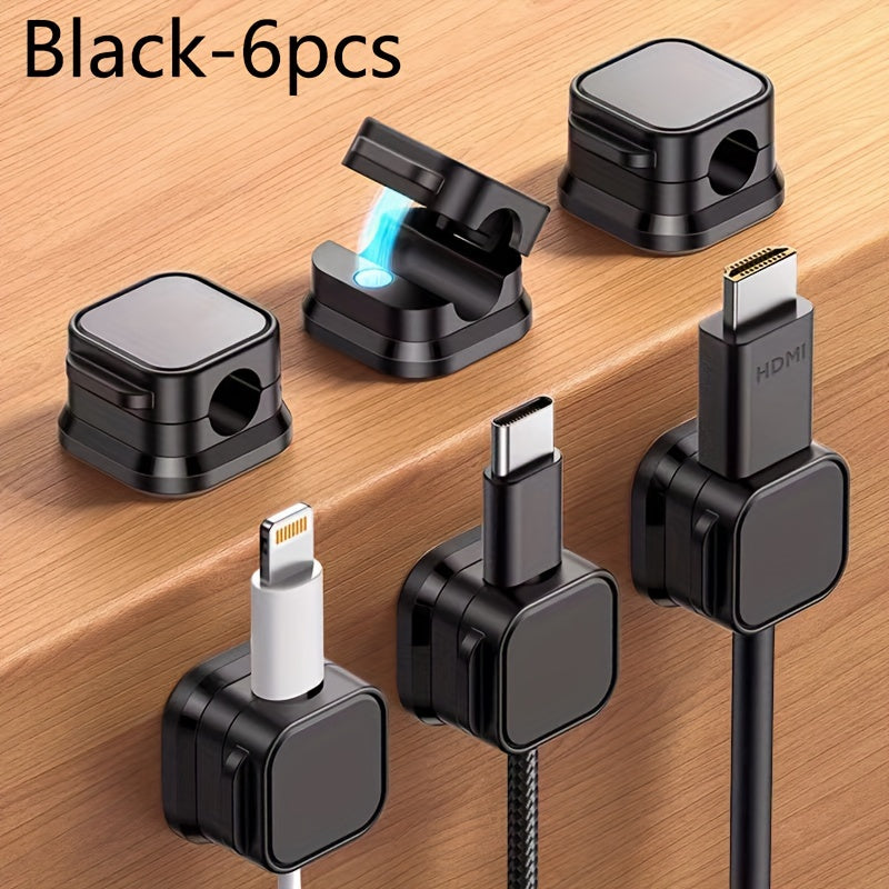 Magnetic Cable Organizer and Holder Set for Desktop Storage PVC 1/3/6 Pieces