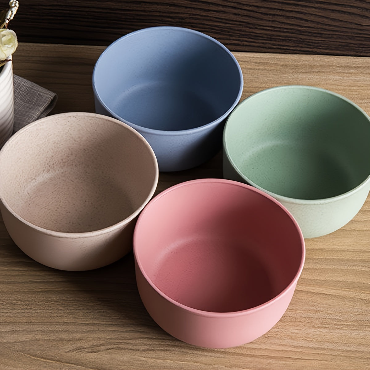 4-Piece Plastic Tableware Set Reusable Bowls for Dining, Camping, Picnic