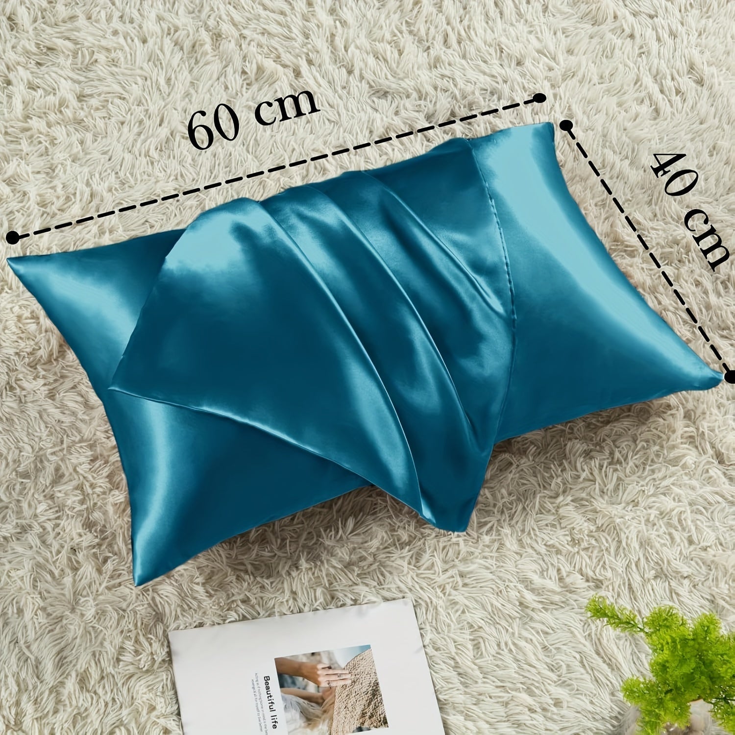 Luxurious Satin Pillowcases Solid Color Zipper Closure Skin-Friendly Hair-Protective