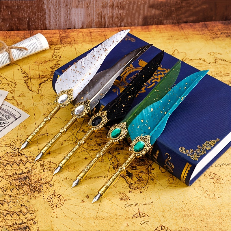 Антикварный набор для письма с восковым печатем, перьевая ручка, каллиграфическая чернильная ручка, механическая шестерня, перьевая ручка для окунания