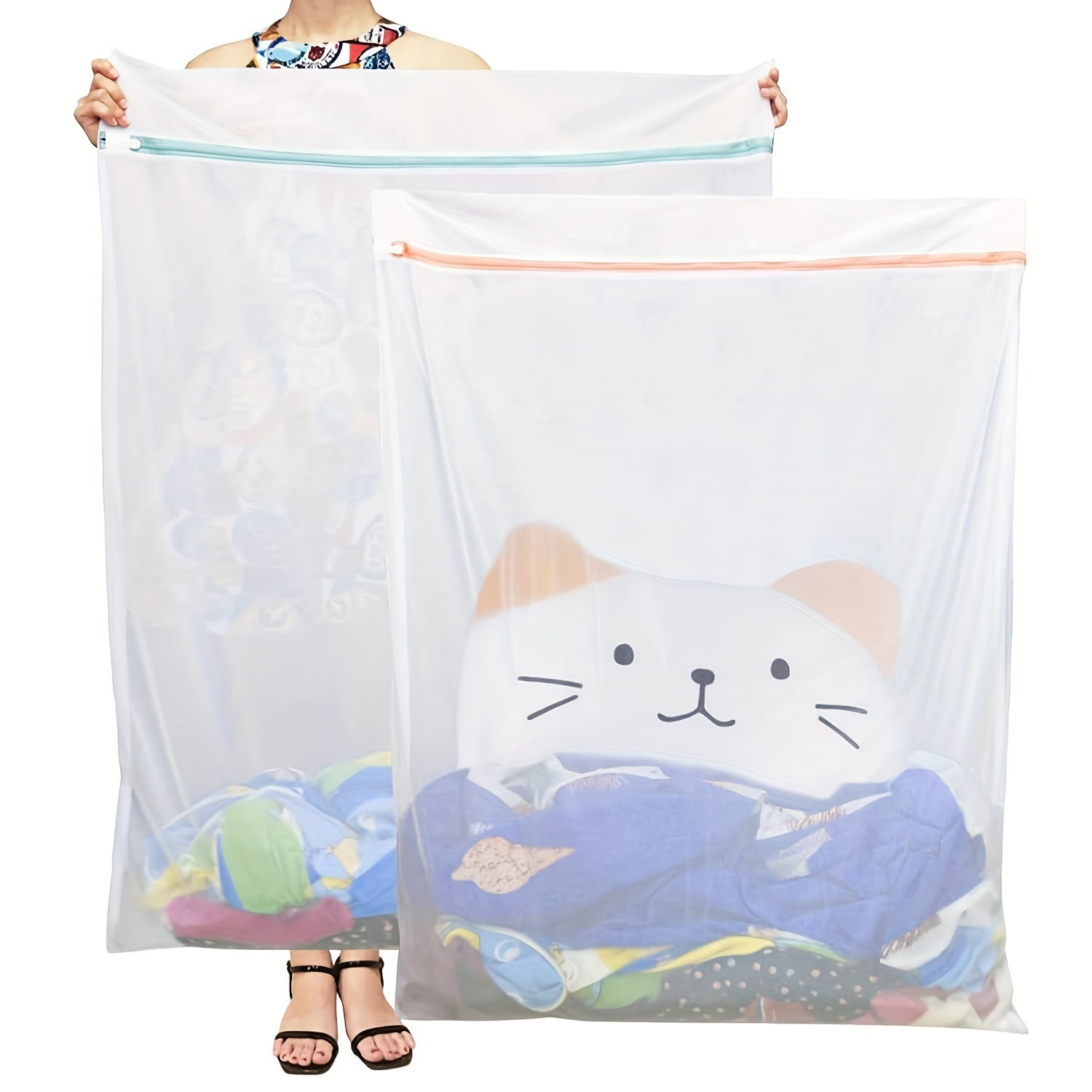 Мешок для стирки с сеткой для деликатных тканей, прочный, вешается, защита шкафа