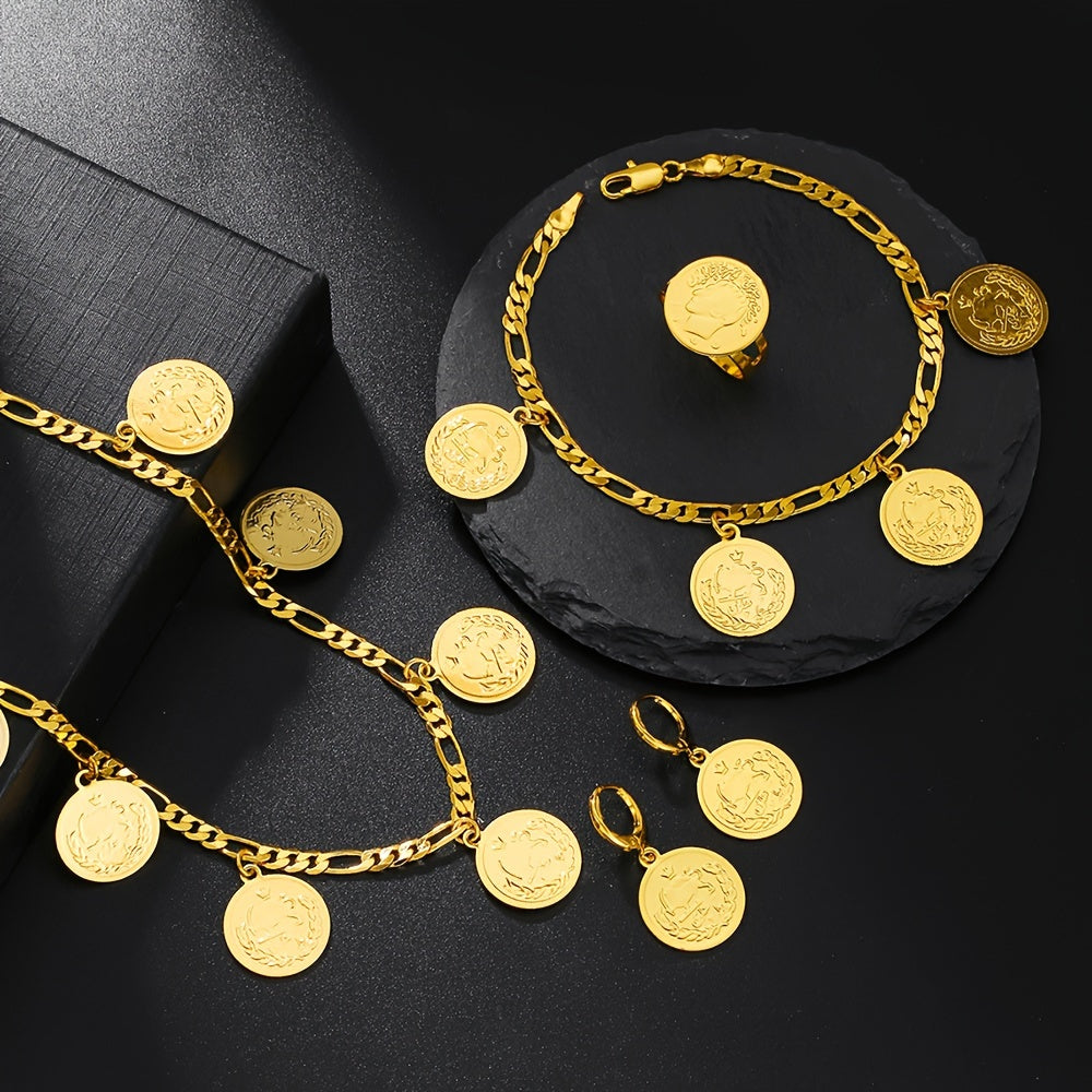 Vintage Boho Ayol Zargarlik To'plami: Zanjir, marjon va bilaguzukni o'z ichiga oladi. 18K oltin qoplama va mis asosida tayyorlangan. Partiyalar va bayramlar uchun mukammal.