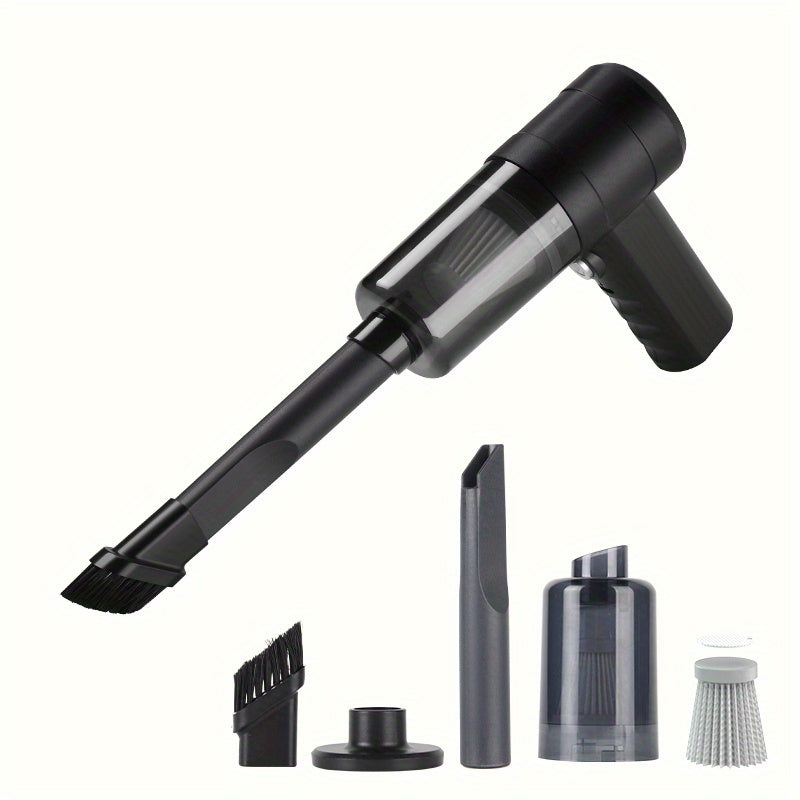 1 Portativ simsiz changyutgich, 3KPA so'rish kuchi va qayta zaryadlanadigan litiy batareyasi bilan, engil va uy, avtomobil, uy hayvonlari sochlari, changni tozalash uchun yirtilgan asbobni o'z ichiga oladi, 5 ta asosiy joyda.