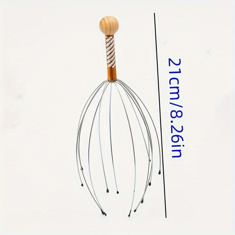 1 dona Oktopus Bosh Massaj Qulfi, Stressni Yengillashtirish uchun Metall Massajer - Simsiz, Uy va Sayohat uchun Ideal, Soch Parvarishi | Minimalistik Dizayn, Mustahkam Qurilish, Soch Bosh Massajchisi