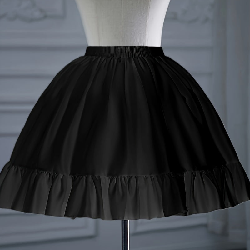 Black and White Lolita Petticoat with Steel Hoop Pleated Cloud Skirt for Women